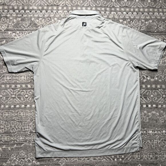 FootJoy FJ Performance Polo Golf Shirt Men’s XXL Gray Navy Polka Dot Stretch - Picture 7 of 8